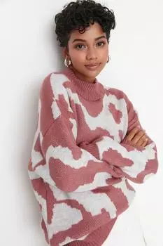 Свитер - Розовый - Oversize Trendyol, розовый