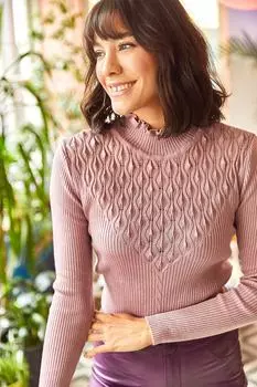 Свитер - Розовый - Приталенный Olalook, розовый