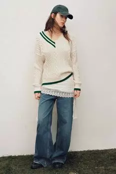 Свитер ручной вязки ZARA, экрю