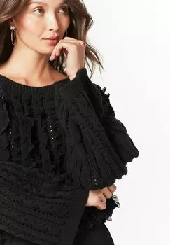 Свитер Ruffle Cable Long Sleeve Next, черный