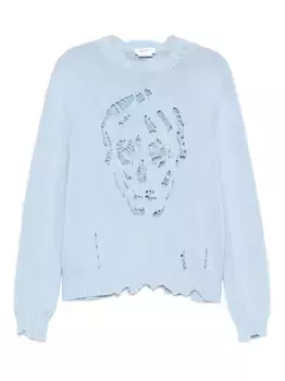 Свитер с эффектом потертости Alexander McQueen, синий