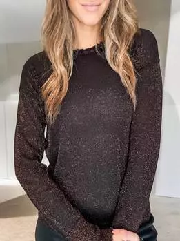 Свитер с эффектом потертости и мерцания в оттенке Black Magic Autumn Cashmere