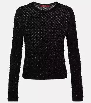 Свитер с эффектом рваного края Max Mara, черный