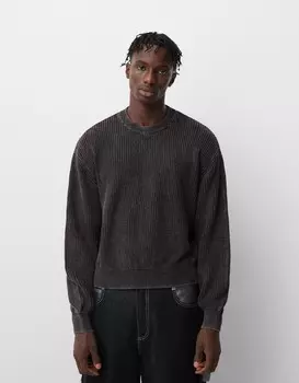 Свитер с эффектом выцветания Bershka, серый