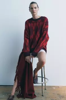 Свитер с алмазной вязкой ZARA, цвет only one