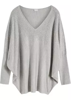 Свитер с аппликацией из стразов Bodyflirt, серый