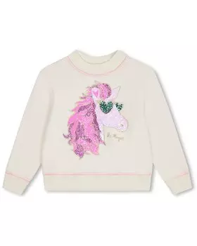 Свитер с аппликацией в виде лошади с пайетками Billieblush, бежевый