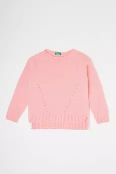 Свитер с асимметричным подолом United Colors Of Benetton, розовый