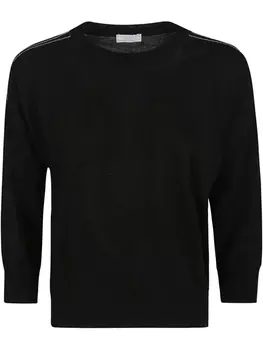 Свитер с атласной отделкой Peserico, черный