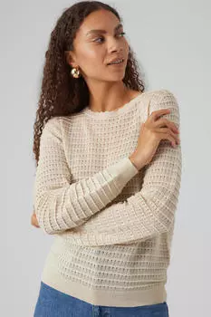 Свитер с ажурными деталями Vero Moda, серый