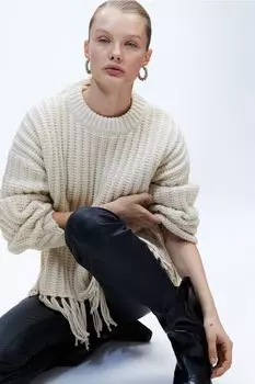 Свитер с бахромой H&amp;M, сливочный