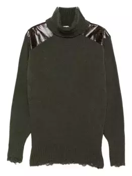 Свитер с бахромой и вставками STELLA MCCARTNEY, зеленый