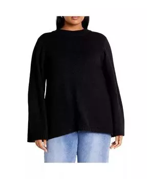 Свитер с бантом на спине больших размеров CITY CHIC, черный