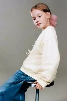 Свитер с бантом Zara, экрю
