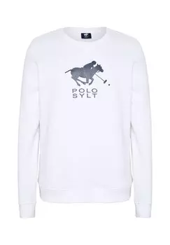 Свитер с блестящим принтом этикеток POLO SYLT, цвет 1048 White/dark Blue