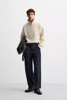 Свитер с четвертью молнией ZARA, экрю
