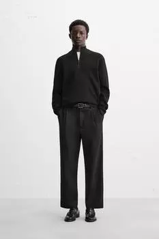 Свитер с четвертью молнией ZARA, черный