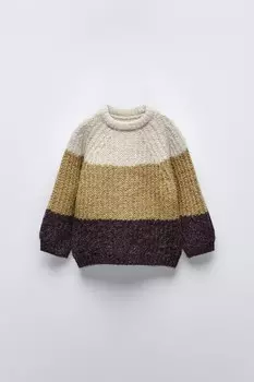 Свитер с цветными блоками ZARA, разноцветный