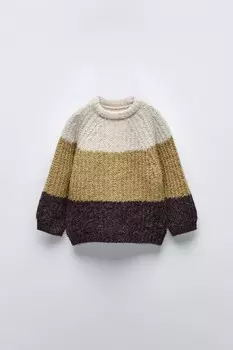 Свитер с цветными блоками ZARA, разноцветный