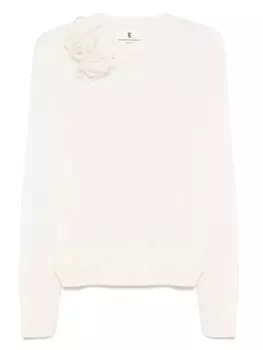 Свитер с цветочной аппликацией Ermanno Scervino, нейтральный