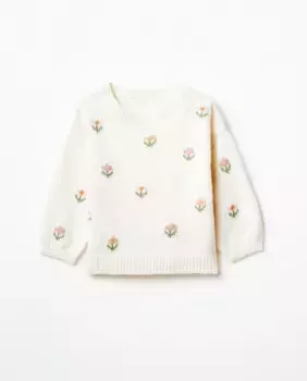 Свитер с цветочным принтом интарсии Sfera, цвет Crudo