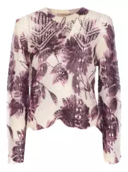 Свитер с цветочным узором TWINSET, белый