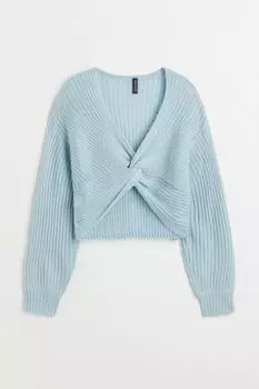 Свитер с декоративным узлом H&amp;M, светло-синий