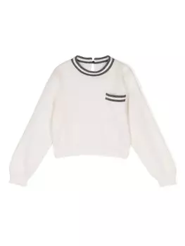 Свитер с длинными рукавами Brunello Cucinelli Kids, белый