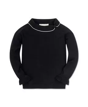 Свитер с длинными рукавами и манжетами и воротником для маленьких девочек Hope & Henry, черный