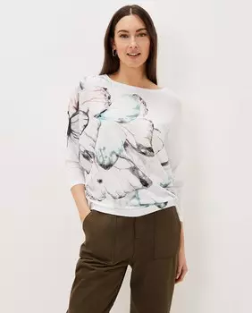 Свитер с длинными рукавами и принтом бабочки Phase Eight, кремовый