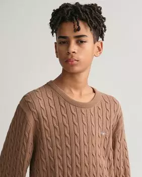 Свитер с длинными рукавами косой вязки Gant, коричневый