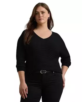 Свитер с длинными рукавами Lauren Ralph Lauren Plus, черный