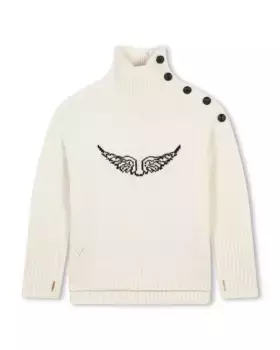 Свитер с длинными рукавами натурального цвета для девочки Zadig & Voltaire