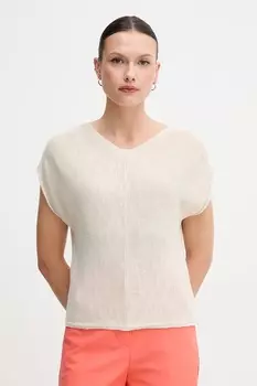 Свитер с добавлением льна United Colors Of Benetton, бежевый