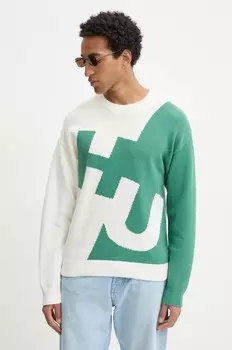 Свитер с добавлением шерсти Hugo Blue, зеленый