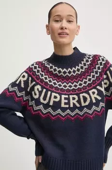 Свитер с добавлением шерсти Superdry, темно-синий