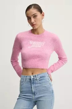 Свитер с добавлением шерсти Tommy Jeans, розовый