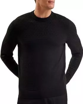 Свитер с фактурной вязкой Crewneck Ted Baker, черный