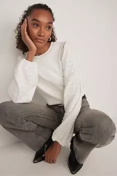 Свитер с фактурными рукавами Mint Velvet, белый