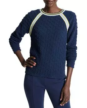 Свитер с фактурными вставками NIC+ZOE, синий