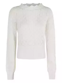 Свитер с фестончатым воротником BLUMARINE, белый
