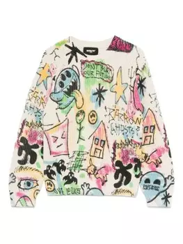 Свитер с граффити-принтом Barrow kids, мультиколор