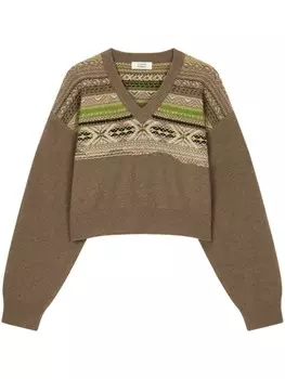 Свитер с интарсией в технике fair isle STUDIO TOMBOY, коричневый