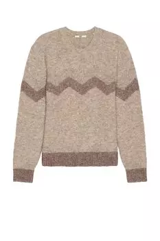 Свитер с интарсией в зигзаг и круглым вырезом Neuw, sand
