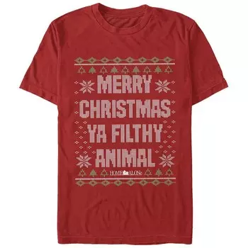 Свитер с изображением животных Big & Tall Home Alone Merry Christmas Ya Filthy Animal Licensed Character, красный