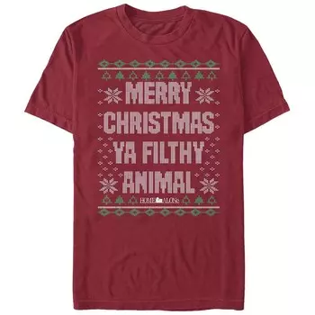 Свитер с изображением животных Big & Tall Home Alone Merry Christmas Ya Filthy Animal Licensed Character, цвет Cardinal