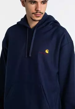 Свитер с капюшоном CARHARTT WIP HOODED AMERICAN SCRIPT PEQUS, темно-синий