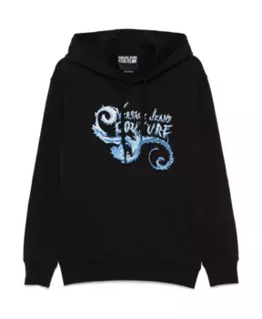 Свитер с капюшоном и логотипом Versace Jeans Couture, черный