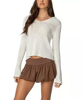 Свитер с капюшоном и V-образным вырезом Mai Edikted, слоновая кость/кремовый