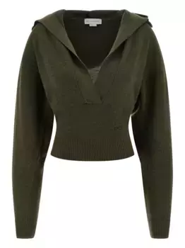 Свитер с капюшоном и V-образным вырезом STELLA MCCARTNEY, зеленый